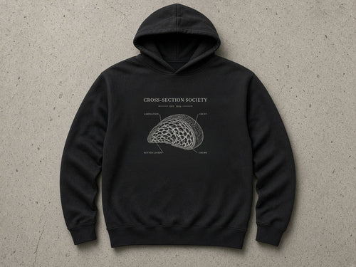 Cross-Section Society Hoodie – black hoodie mock-up