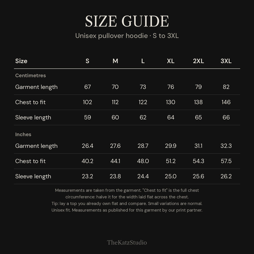 Cross-Section Society Hoodie – size guide