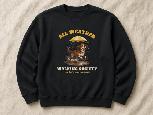 All Weather Walking Society sweatshirt – flat lay, Black