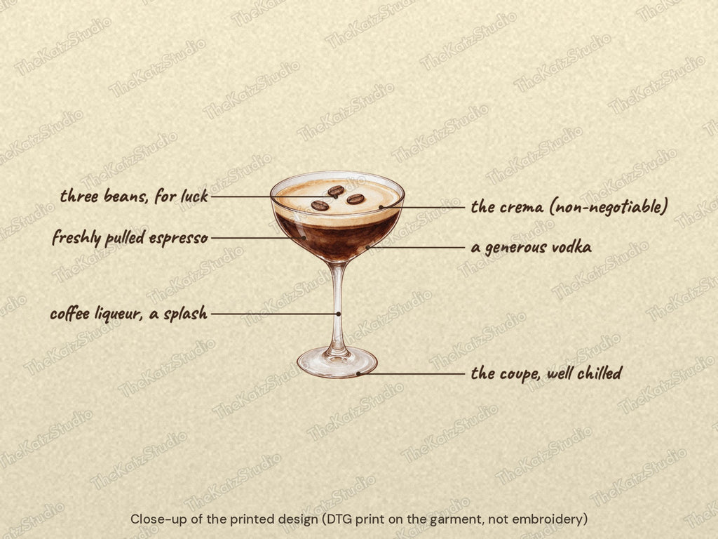 Anatomy of an Espresso Martini sweatshirt – print close-up