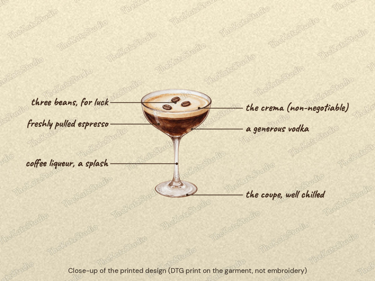 Anatomy of an Espresso Martini sweatshirt – print close-up