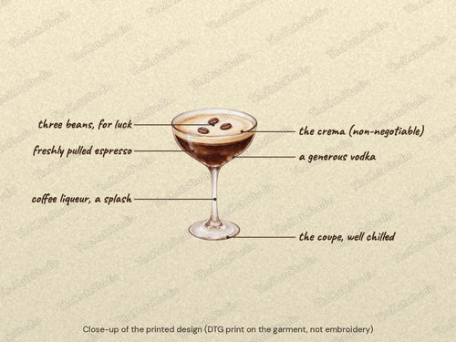 Anatomy of an Espresso Martini sweatshirt – print close-up
