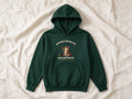 Bauble Removal Department hoodie – flat lay, Bottle Green