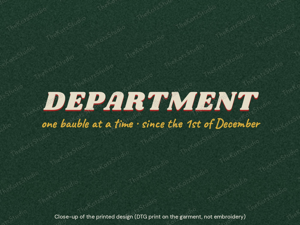 Bauble Removal Department hoodie – lettering close-up