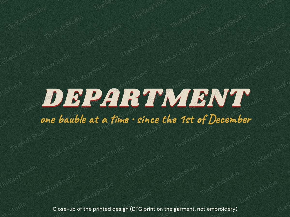 Bauble Removal Department hoodie – lettering close-up