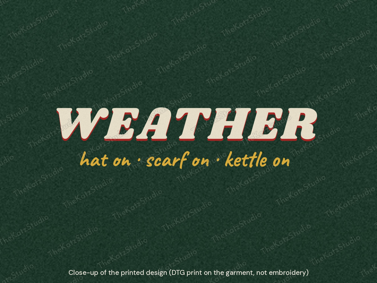 Bobble Hat Weather hoodie – lettering close-up