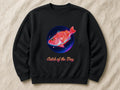 Catch of the Day neon sweatshirt – flat lay, Black