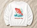 Catch of the Day splash sweatshirt – flat lay, Arctic White