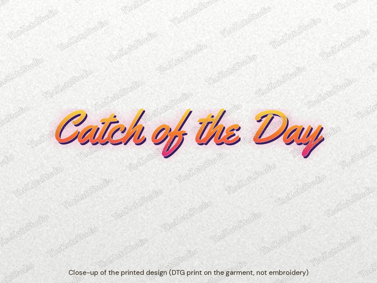 Catch of the Day splash sweatshirt – lettering close-up