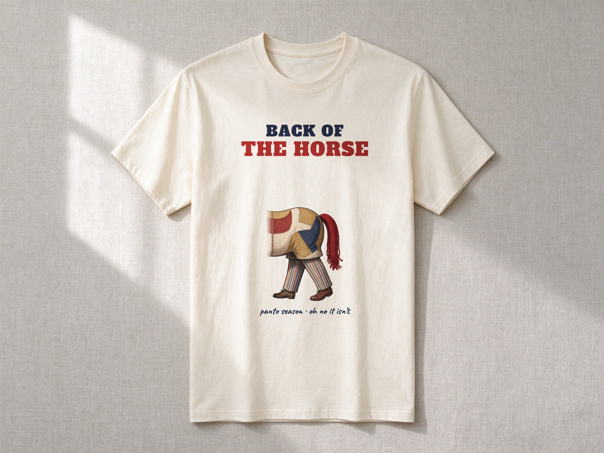 Front of the Horse and Back of the Horse T-shirts – flat lay, Back of the horse (Natural)