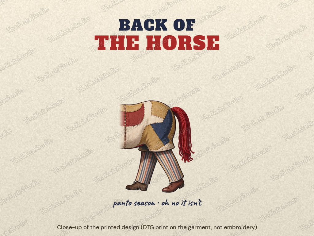 Front of the Horse and Back of the Horse T-shirts – print close-up, Back of the horse