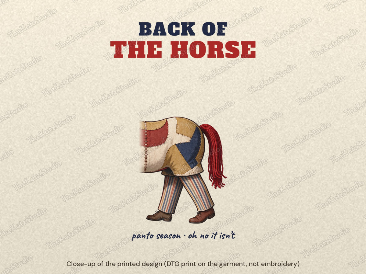 Front of the Horse and Back of the Horse T-shirts – print close-up, Back of the horse
