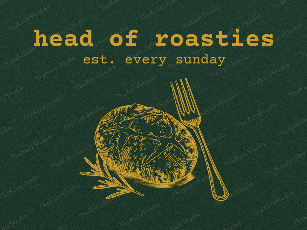 Head of Roasties sweatshirt – print close-up
