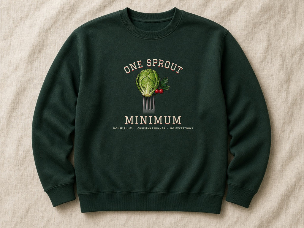 One Sprout Minimum sweatshirt – flat lay, Bottle Green