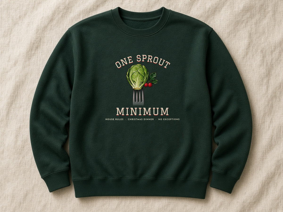 One Sprout Minimum sweatshirt – flat lay, Bottle Green