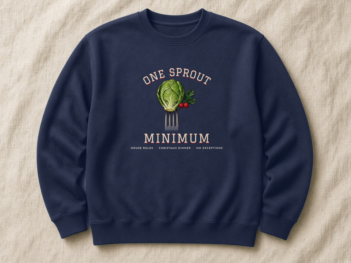 One Sprout Minimum sweatshirt – flat lay, Oxford Navy