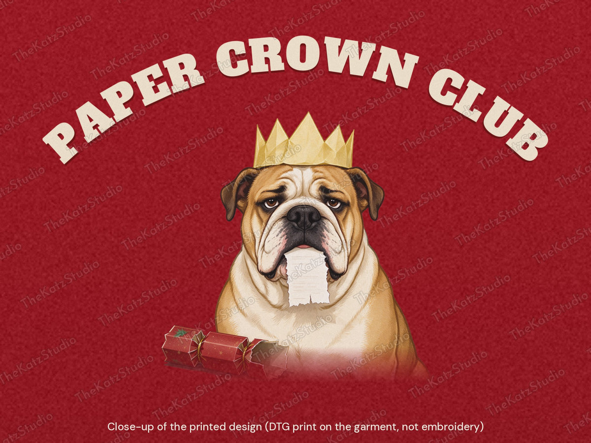 Paper Crown Club T-shirt – print close-up