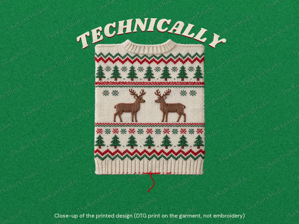 Technically a Christmas Jumper T-shirt – print close-up