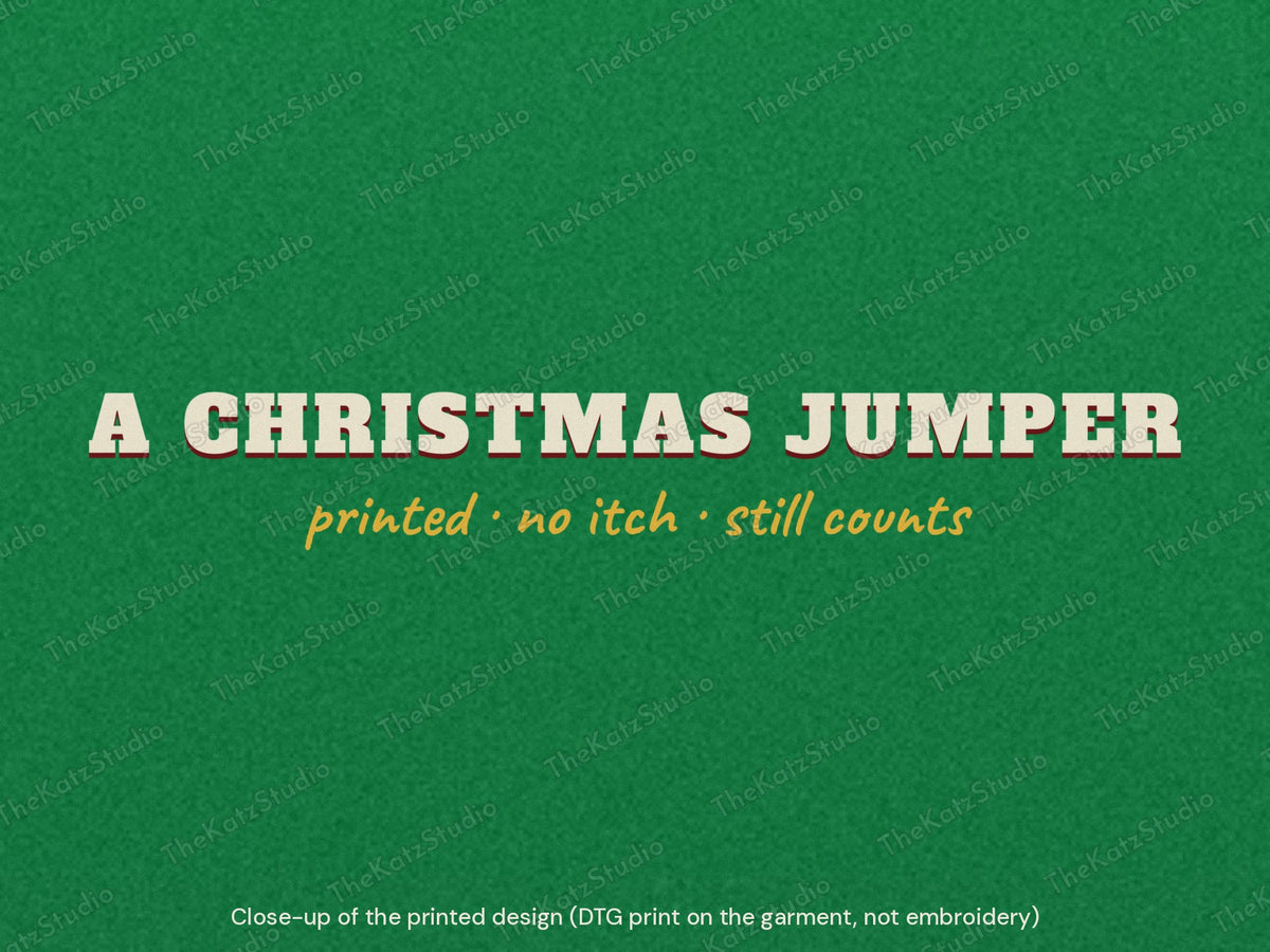 Technically a Christmas Jumper T-shirt – lettering close-up