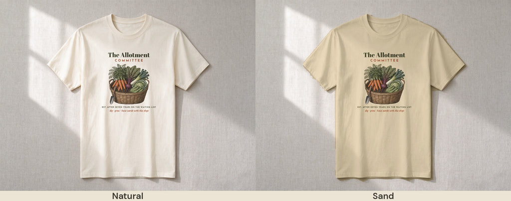 The Allotment Committee T-shirt – colour line-up