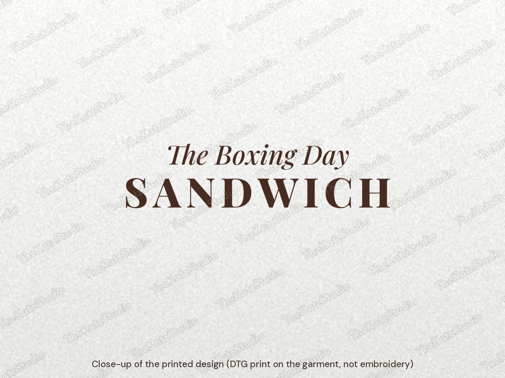 The Boxing Day Sandwich sweatshirt – lettering close-up