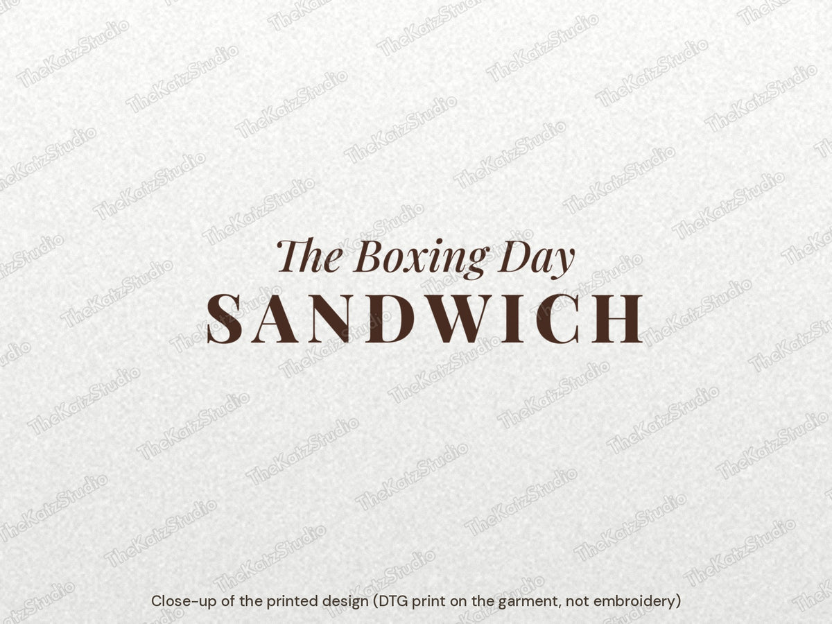 The Boxing Day Sandwich sweatshirt – lettering close-up