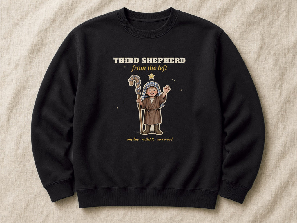 Third Shepherd from the Left sweatshirt – flat lay, Black