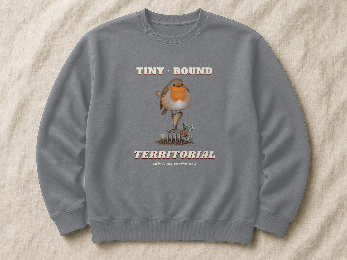 Tiny, Round, Territorial sweatshirt – flat lay, Steel Grey