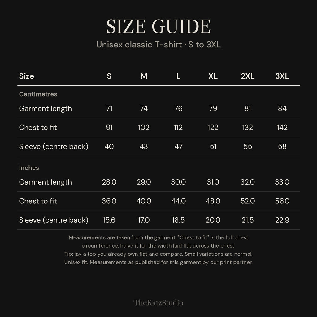 Plate Expectations T-Shirt – size guide