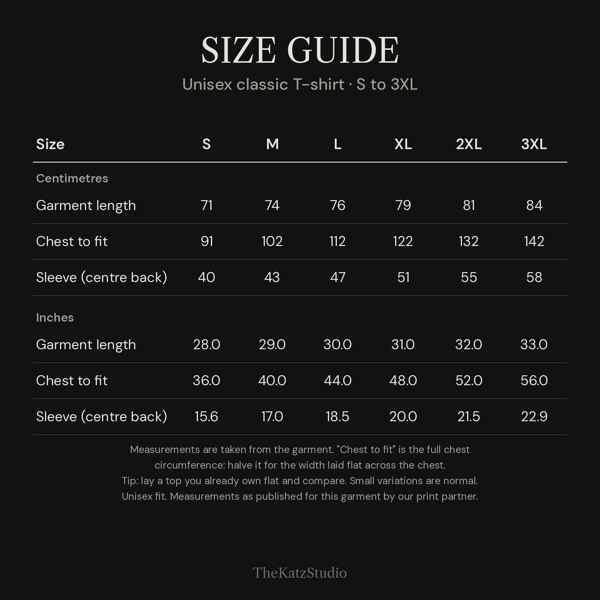 Plate Expectations T-Shirt – size guide